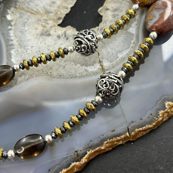 Carolyn Pollack Southwestern Style Sterling Earth Tone Multi Gemstone Necklace - Picture 8 of 10